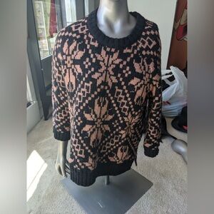 Womens H&M Sweater Black Pink Sz S Wool Blend Thick Very Nice